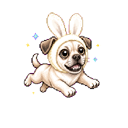 Kevin the dog wearing lucky bunny ears